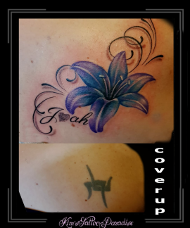 coverup bloemen lelie schouder