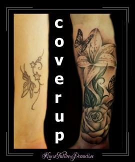 coverup bloemen vinders lelies onderarm