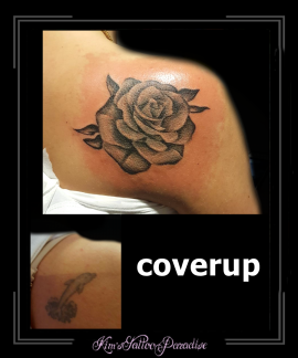 coverup dolfijn roos bloemen schouder