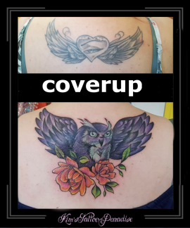 coverup uil dier roofvogel bloemen color kleur rug vleugels