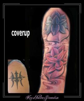 coverup,lotus,bloemen,water,bovenarm,