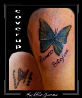 coverup,vlinder,naam,namen,bovenarm,