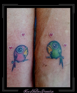 kissing birds love tattoo