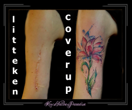 litteken coverup watercolor bovenarm