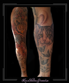 sleeve,portret,poes,kat,bloemen,lotus,vlinders,infinity,tekst,