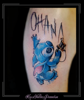 stitch euro disney tattoomachine bovenarm