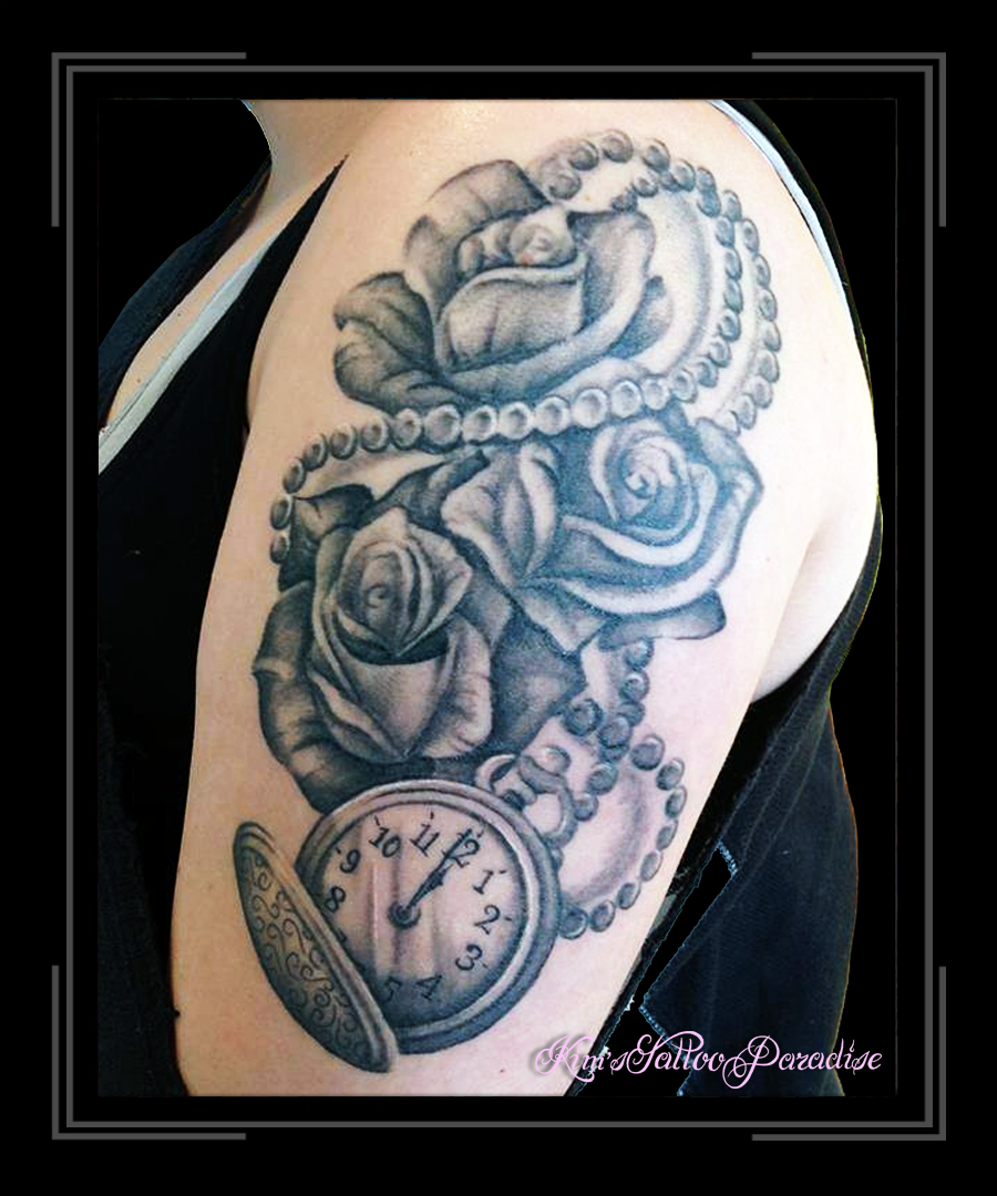 horloge en rozen