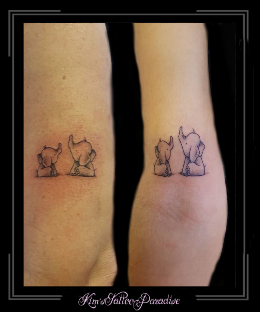 Verbazingwekkend moeder dochter tattoo olifantjes | Kim's Tattoo Paradise OL-59