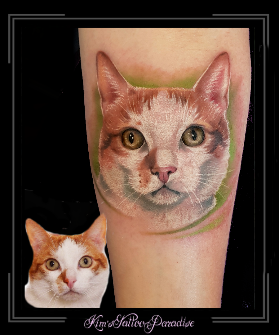 portret poes kat onderarm