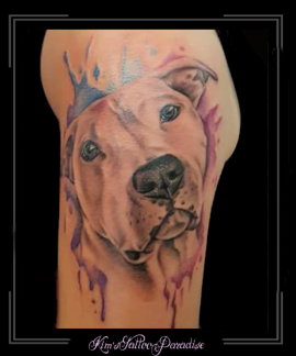portret hond watercolor bovenarm